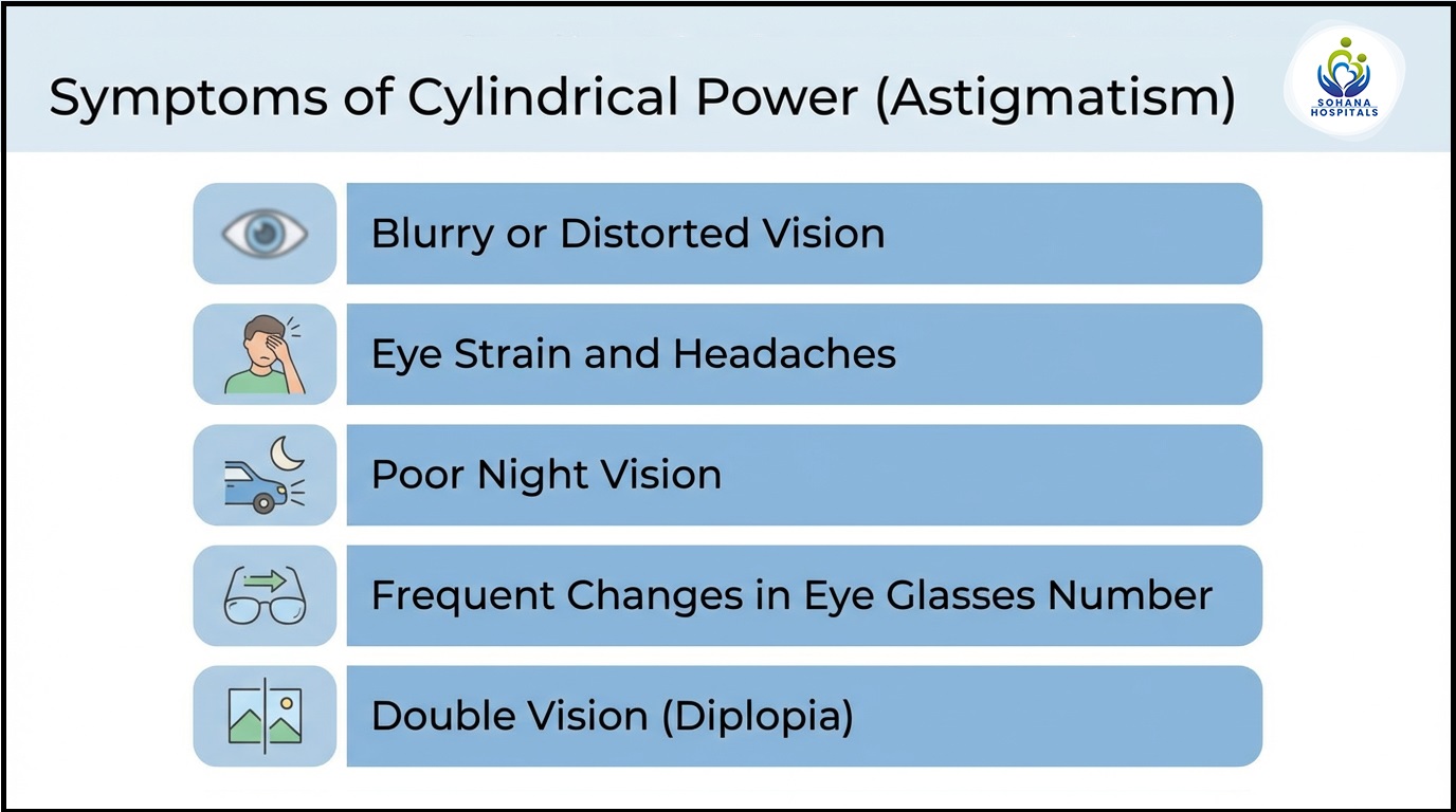 Symptoms of Cylindrical Eye Power (Astigmatism)