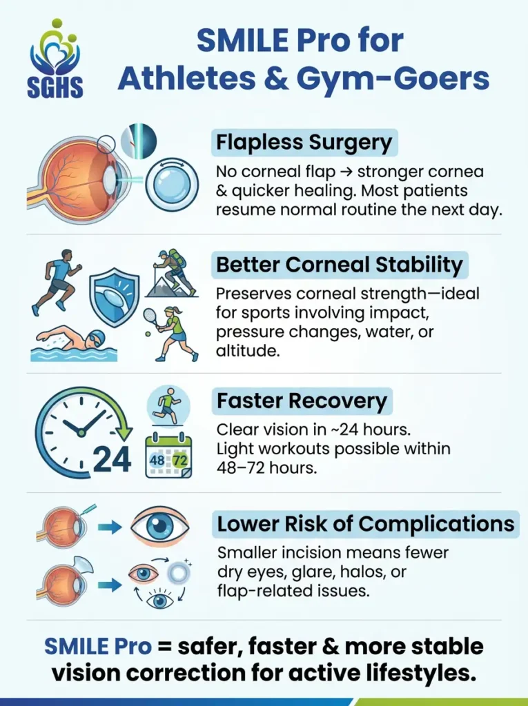 Advantages of SMILE Pro for Athletes & Gym-Goers Over Traditional LASIK