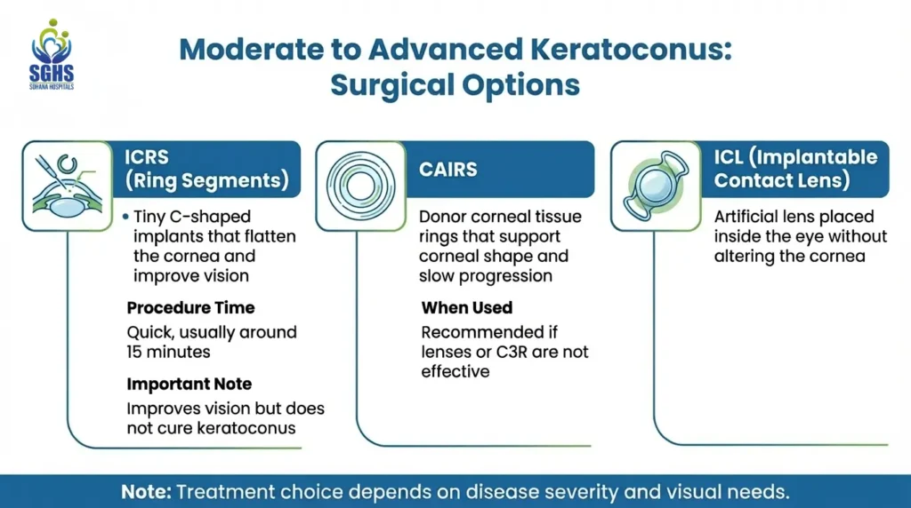Moderate to Advanced Keratoconus: Ring Segments or ICL