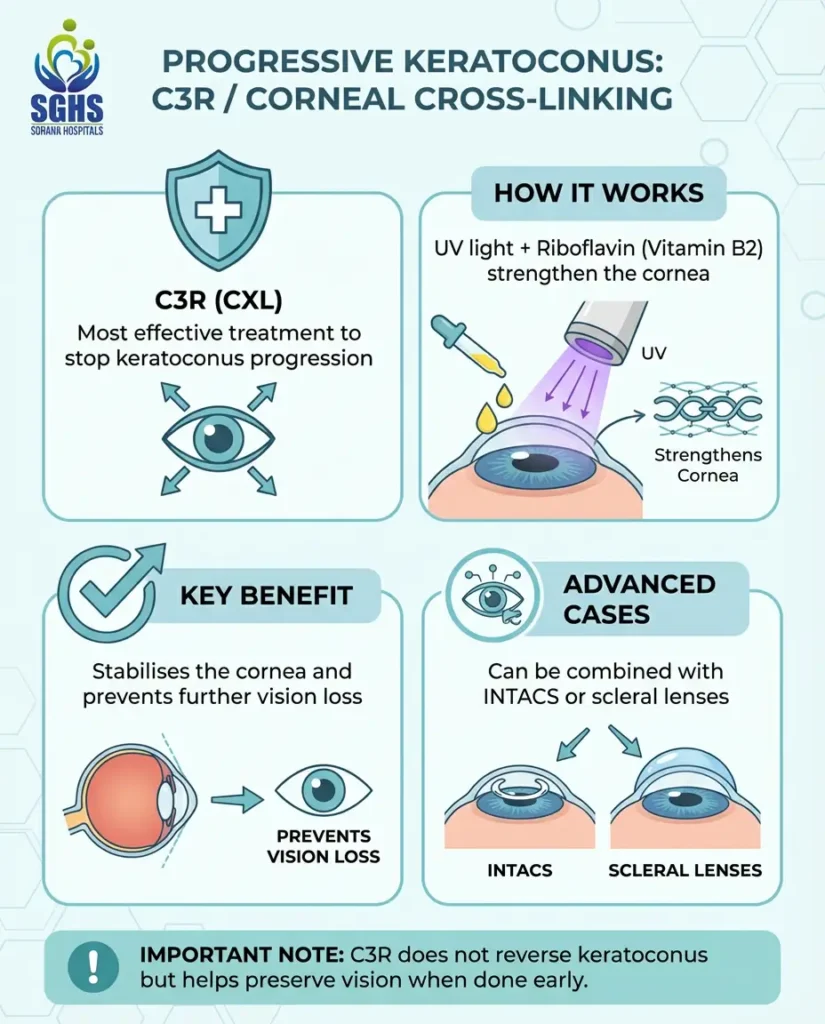 Progressive Keratoconus Corneal Collagen Cross-Linking (C3R)