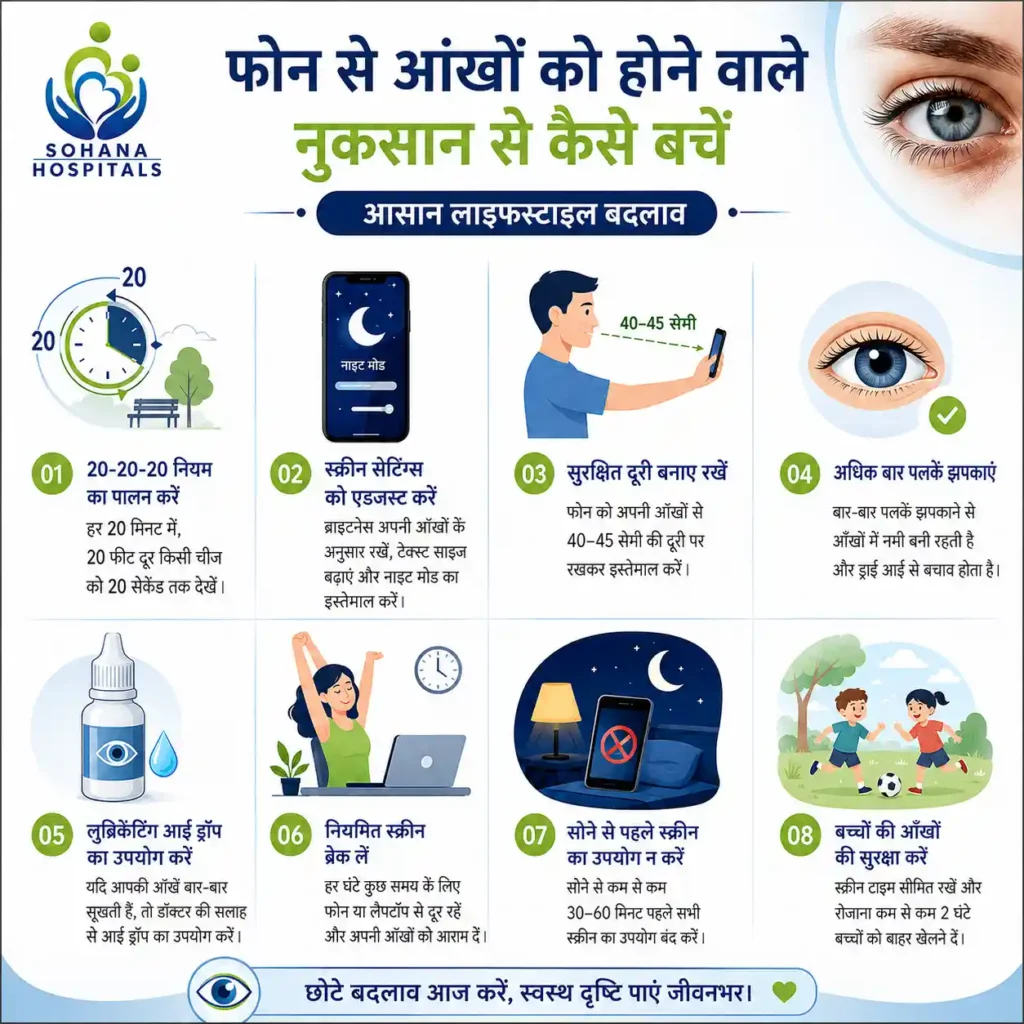 मोबाइल स्क्रीन से आंखों को होने वाले नुकसान से बचने के उपाय
